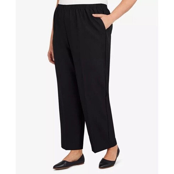 Alfred Dunner Women Plus Size Classic Pull-On Straight-Leg Pant Black - Picture 1 of 2